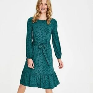 Boden Polka Dot Long Sleeve Holly Jersey Midi Dress Size 4
